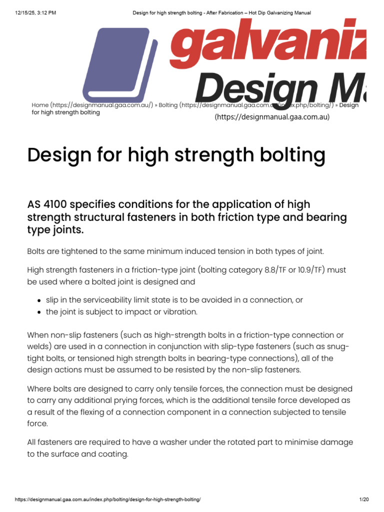 High Strength Bolting Design Guide | PDF | Screw | Galvanization