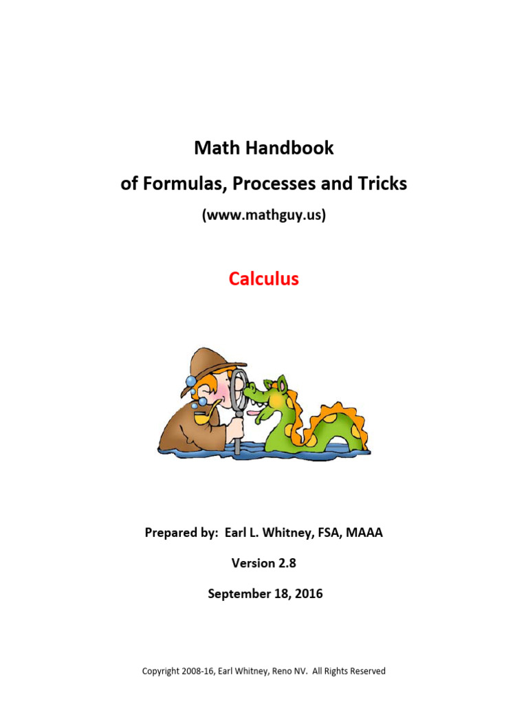Calculus Handbook: Formulas & Techniques | PDF | Integral | Function ...