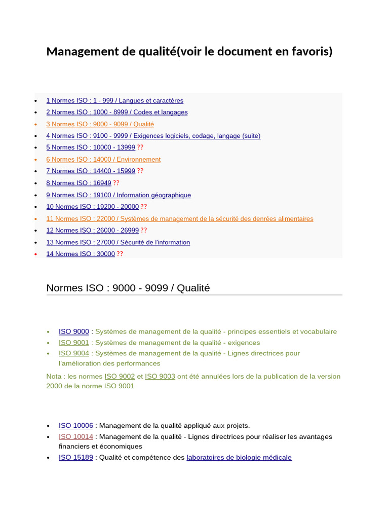 Normes ISO et Management de la Qualité | PDF | Management de la qualité ...