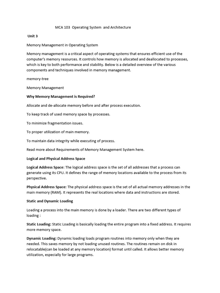 Memory Management in Operating Systems | PDF | Computer Data Storage ...