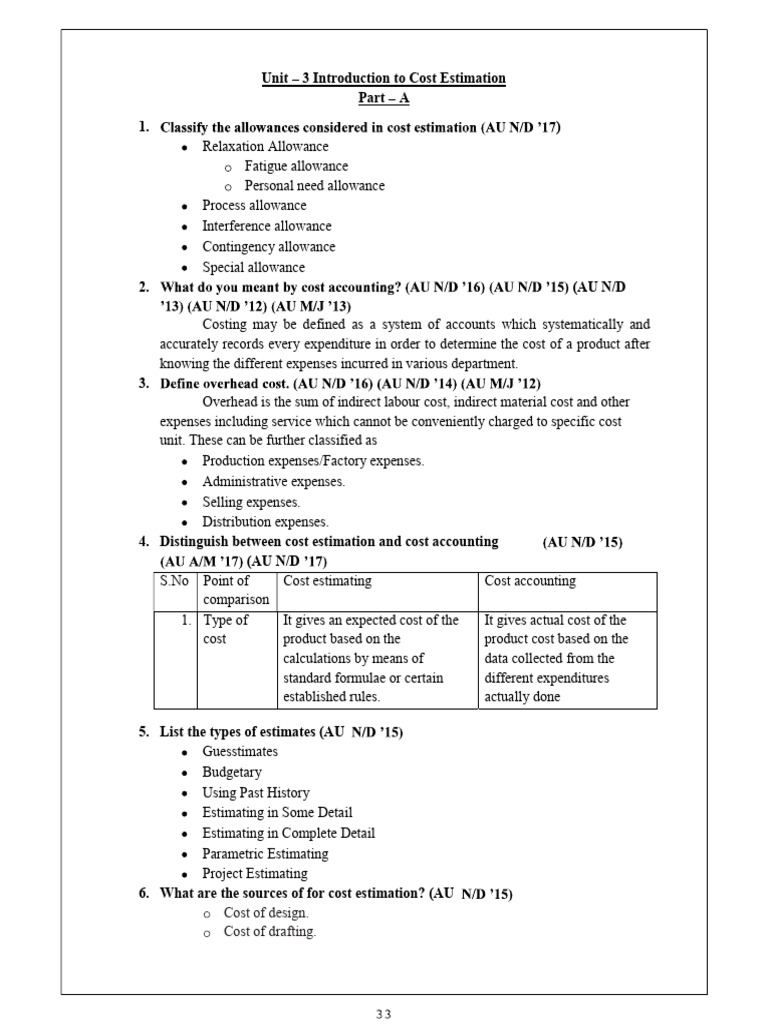 Cost Estimation Methods and Allowances | PDF | Expense | Cost