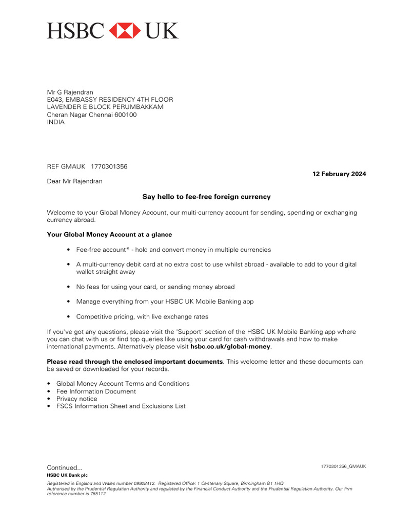 HSBC Global Money Account Overview | PDF | Cost Of Living | Cash
