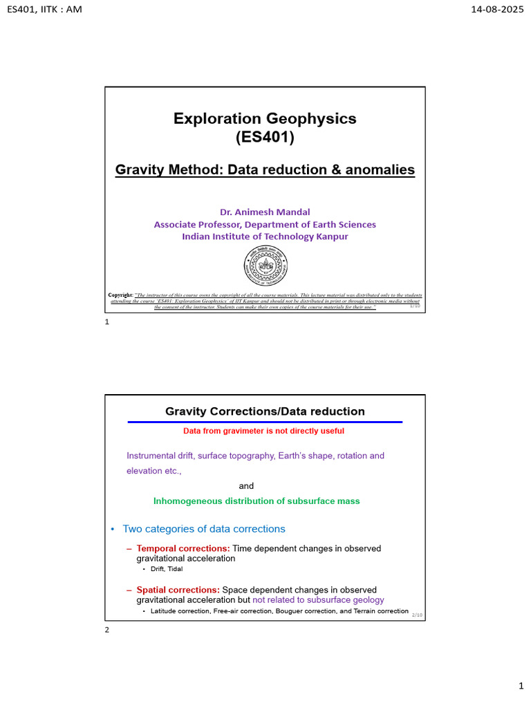 Gravity Method Data Reduction in Geophysics | PDF | Gravity | Nature