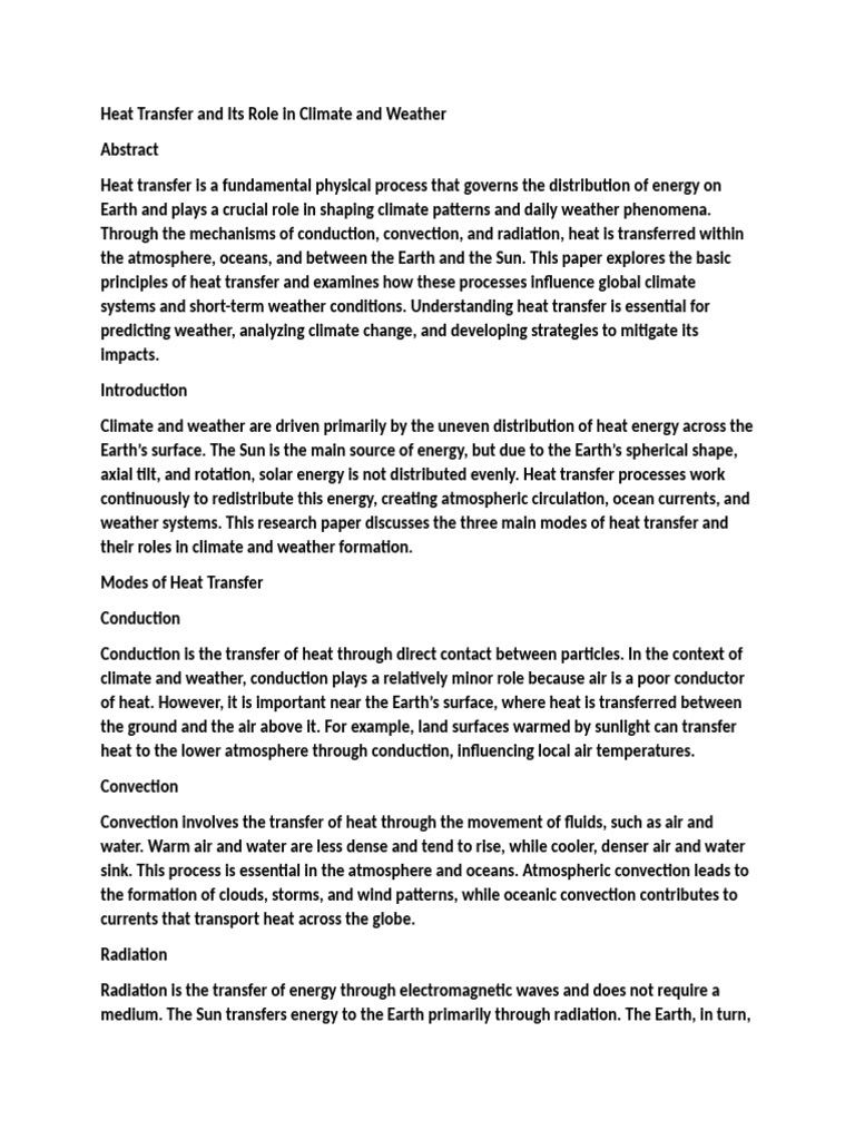 Heat Transfer's Impact on Climate & Weather | PDF | Weather ...