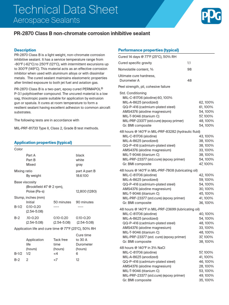 PR-2870 Class B Sealant Specifications | PDF | Corrosion | Epoxy