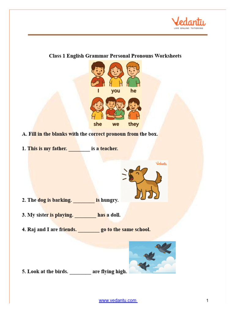 Class 1 English Grammar Personal Pronouns | PDF | Linguistics