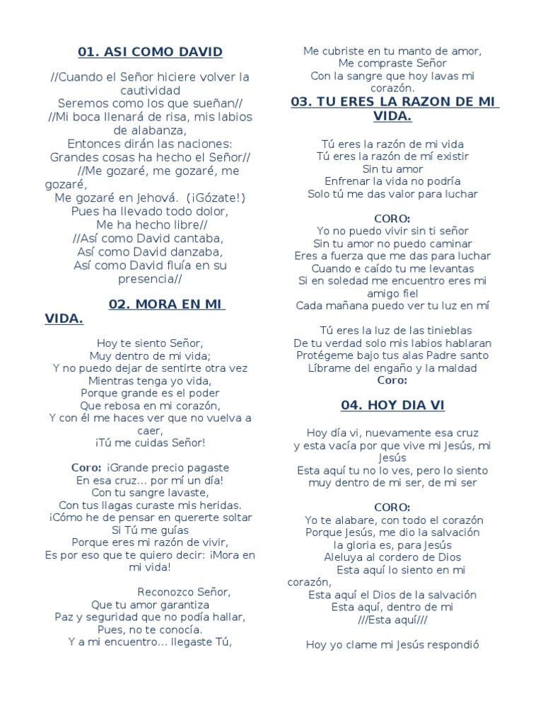 Letra de Canciones | PDF | Cristo (título) | Amor