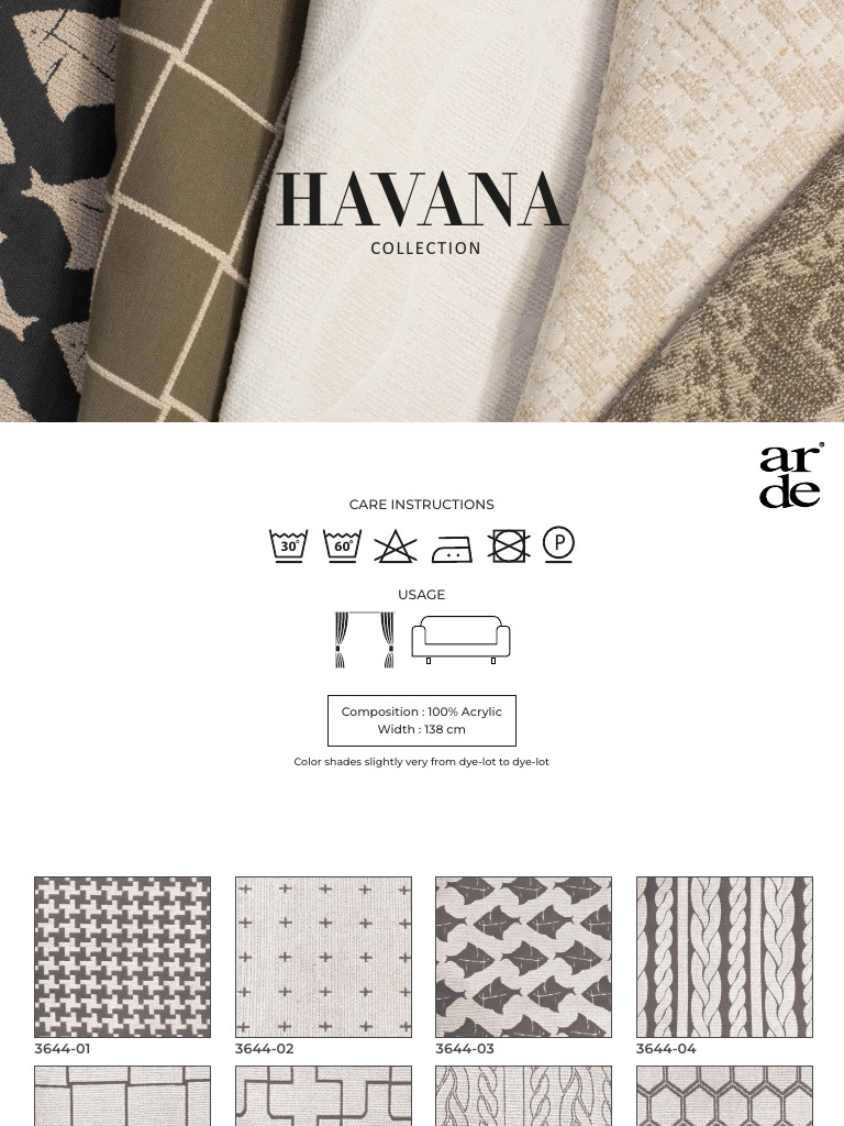 Havana Collection Acrylic Fabric Guide | PDF