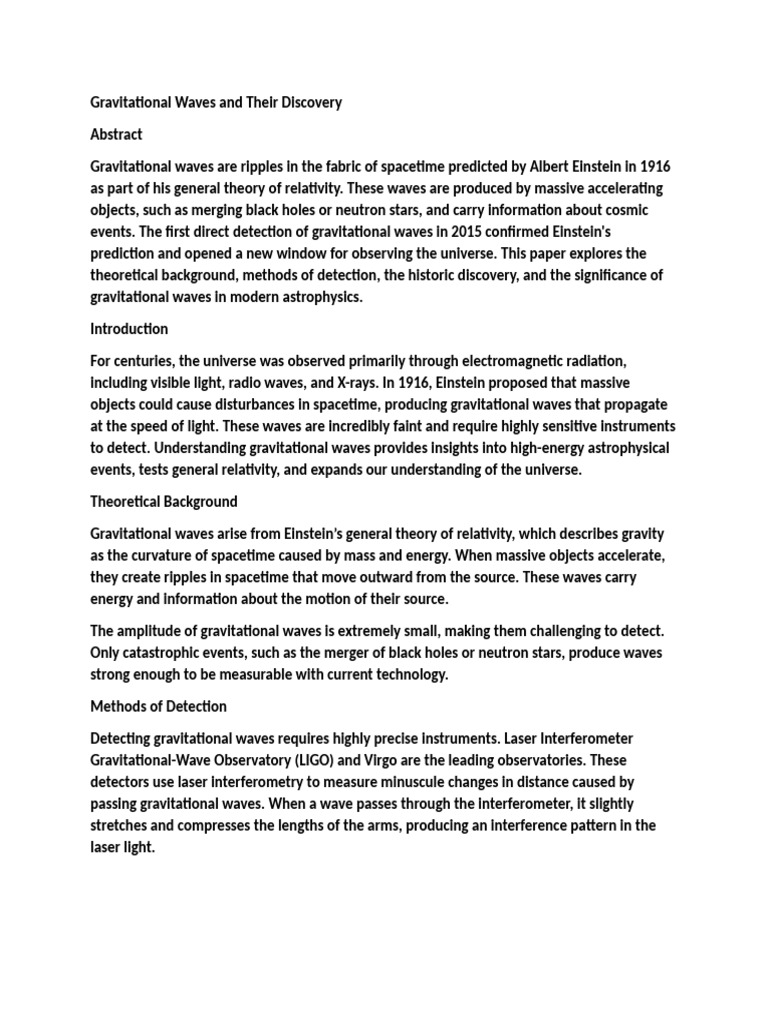 Gravitational Waves: Discovery & Impact | PDF | Gravitational Wave ...