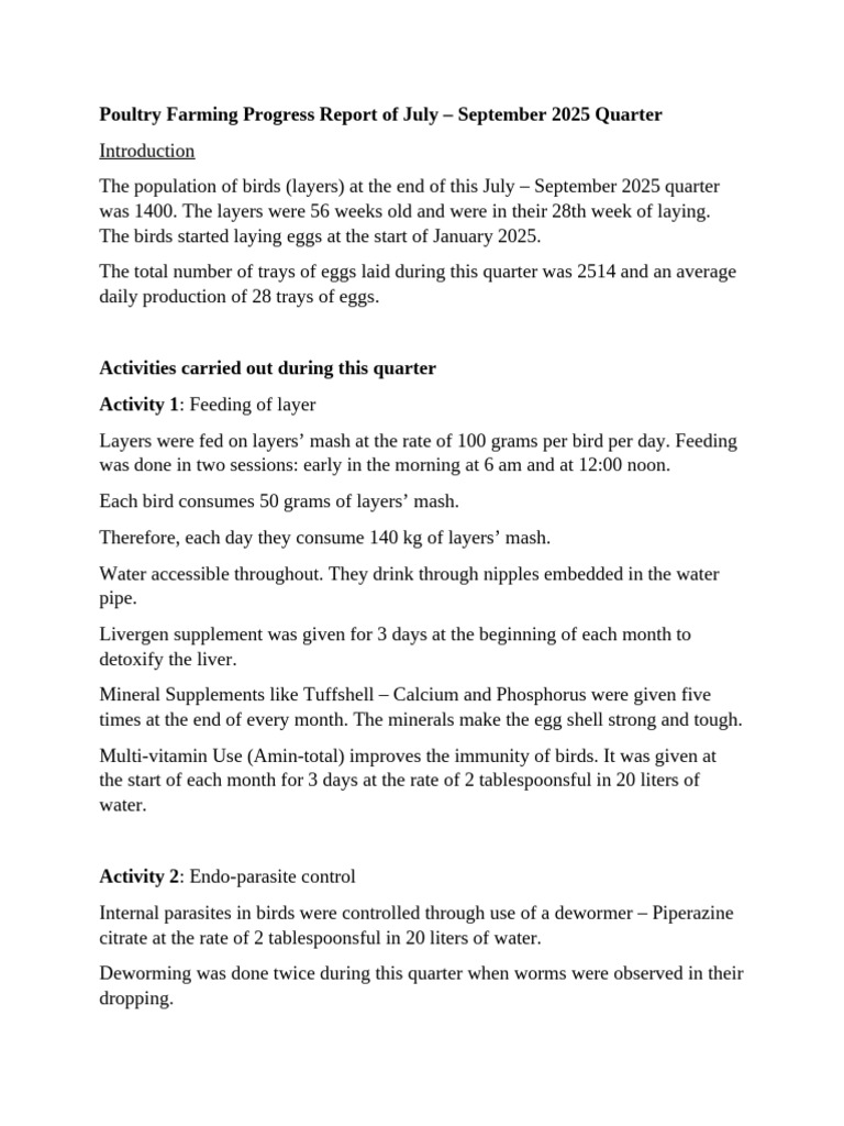 Poultry and Dairy Farming Report Q3 2025 | PDF | Pig | Cattle