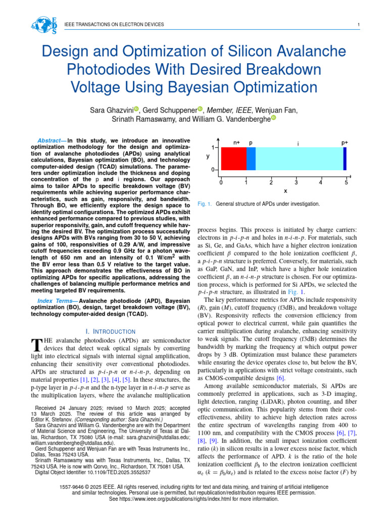Design and Optimization of Silicon Avalanche Photodiodes With Desired ...