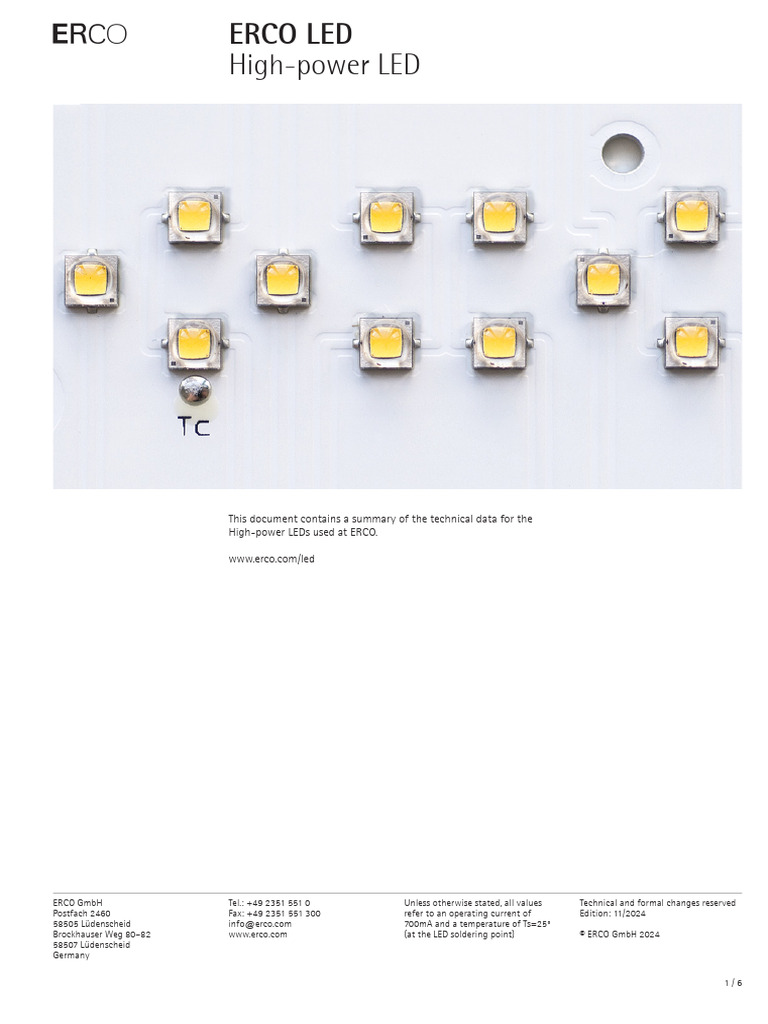 ERCO High-Power LED Technical Data | PDF | Light Emitting Diode | Light