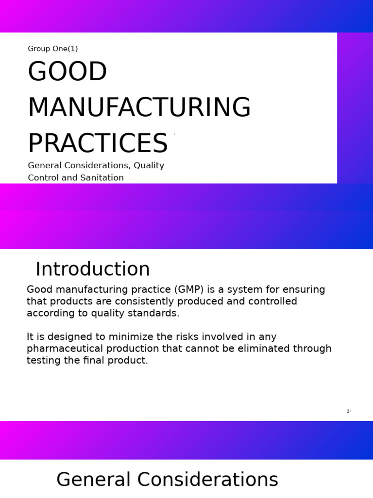 Good Manufacturing Practices Overview | PDF | Disinfectant