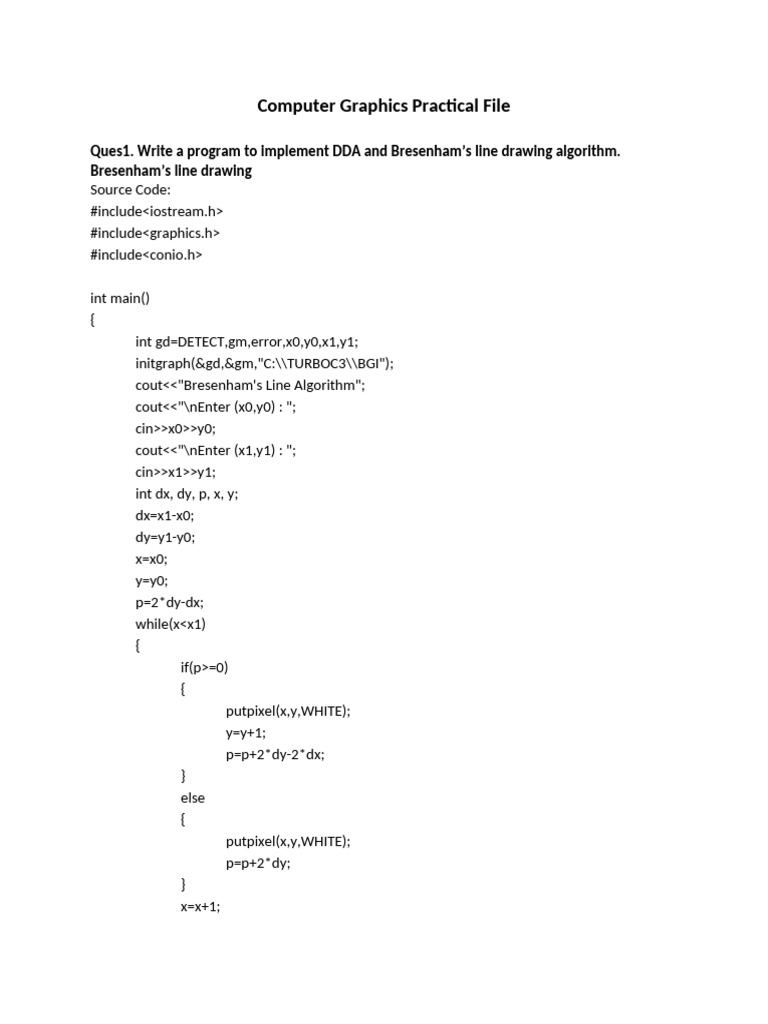 Computer Graphics Algorithms and Code | PDF | Computing | Algorithms