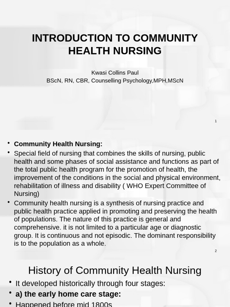Community Health Nursing Overview | PDF | Family | Well Being