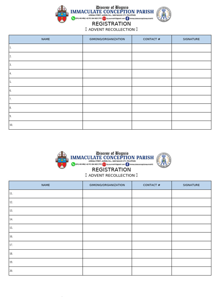 Advent Recollection Registration Form | PDF | Chess Theory | Chess