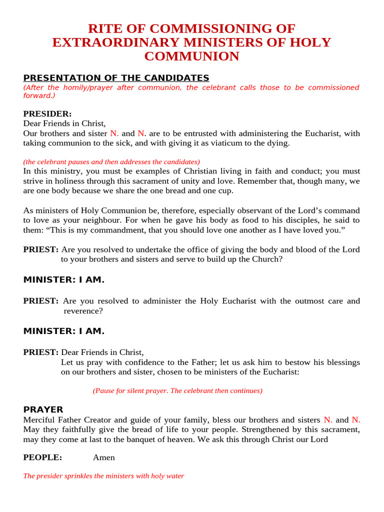 Commissioning Extraordinary Ministers | PDF | Eucharist | Christian ...