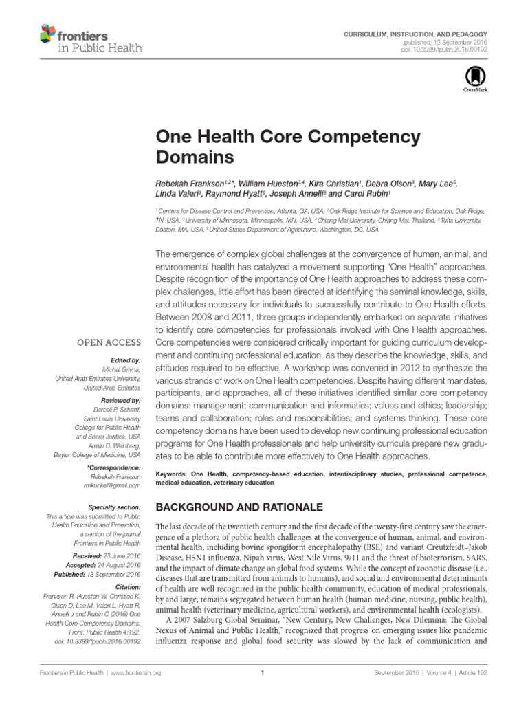 One Health Core Competency Framework | PDF | Leadership
