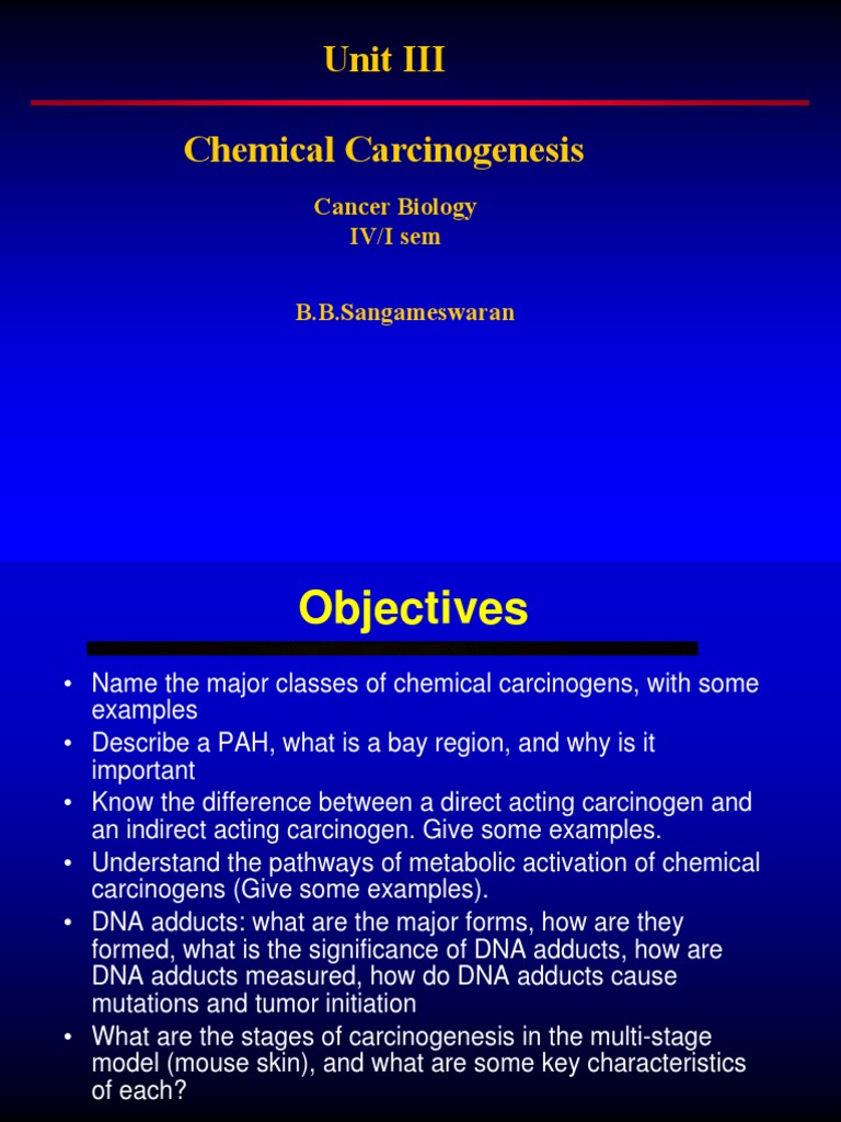 Chemical Carcinogenesis Understanding the Metabolic Activation of