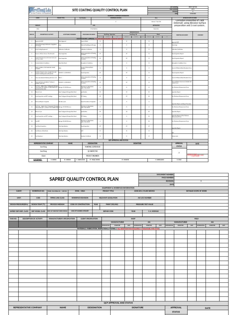 Tank Coating Quality Control Plan | PDF | Specification (Technical ...