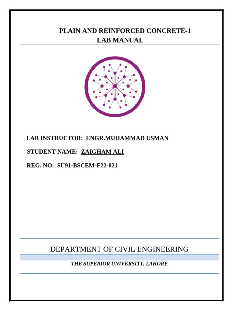 Concrete Lab Manual for Civil Engineering | PDF | Construction ...