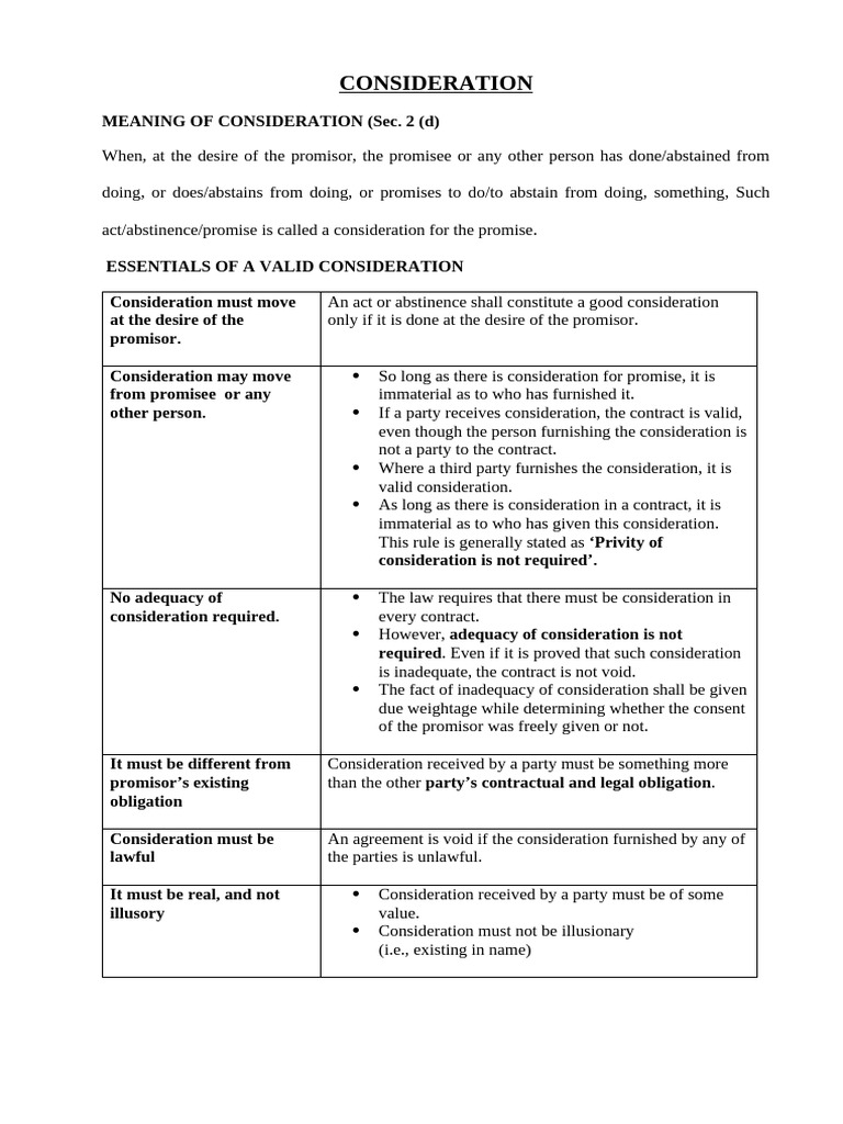 Understanding Consideration in Contracts | PDF | Assignment (Law ...