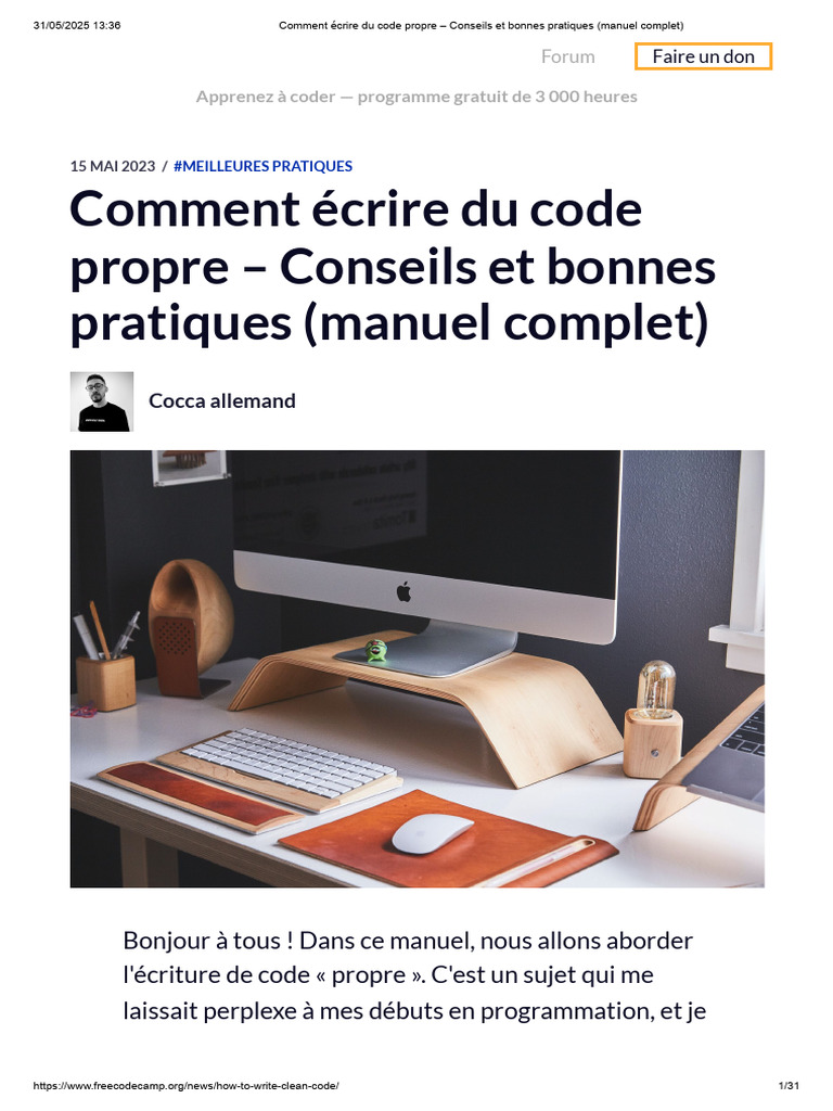 Écrire un code propre : Guide complet | PDF | Algorithmes | Génie logiciel
