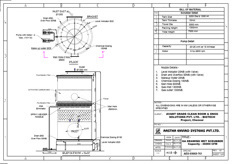 GA Drawing for 36000 CFM Wet Scrubber | PDF | Chemical Equipment | Gas ...