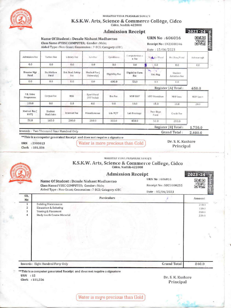 Bachelor of Science (C.S. With Maths&Statistics) First Year Admission ...