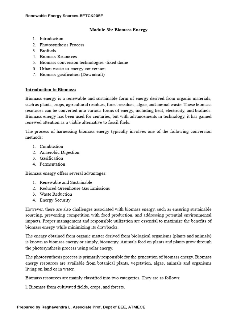 Biomass Energy: Sources and Technologies | PDF | Biofuel | Gasification