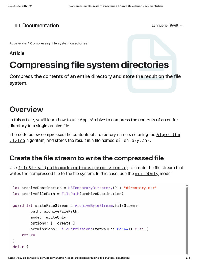 Compressing File System Directories - Apple Developer Documentation ...