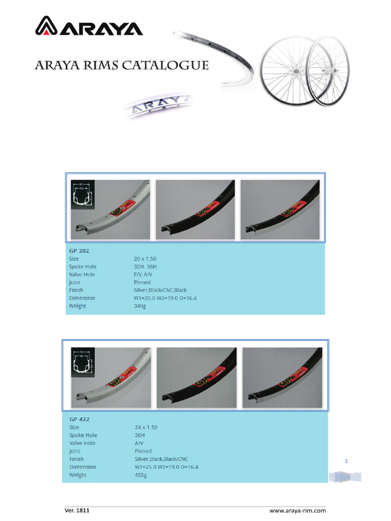 Araya Rims Catalogue V1811 | PDF