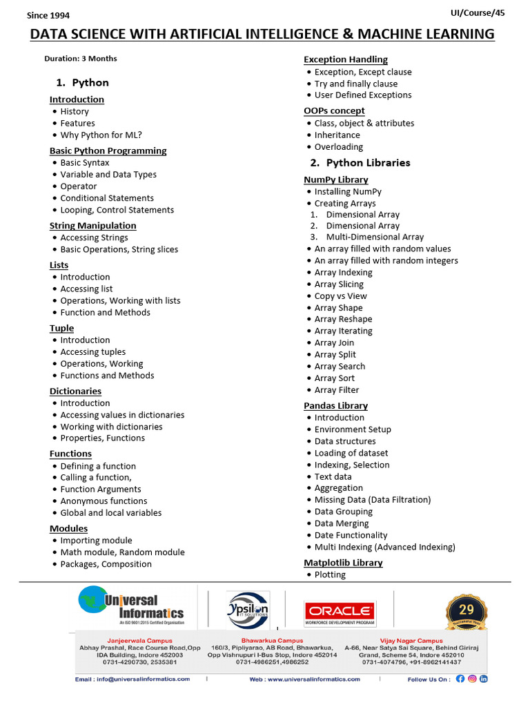 Data Science & AI/Machine Learning Course | PDF | Machine Learning ...