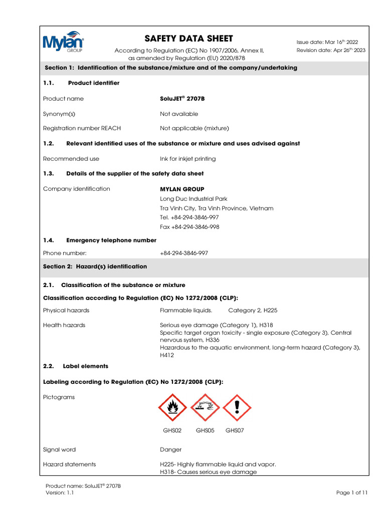SoluJET® 2707B Safety Data Sheet | PDF | Occupational Safety And Health