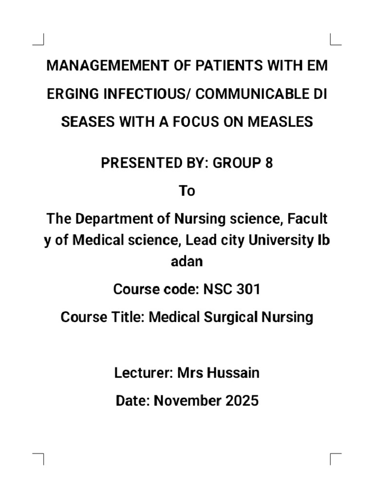 Measles. NSC 301 - Phoenix | PDF