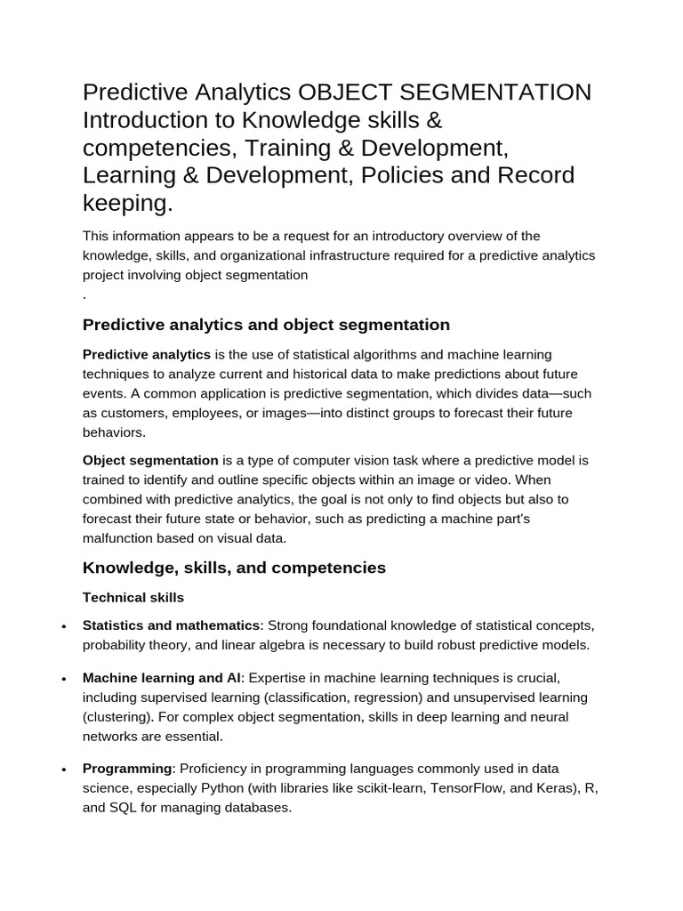 Predictive Analytics in Object Segmentation | PDF | Analytics | Machine ...