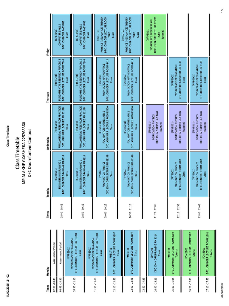 Time Table | PDF