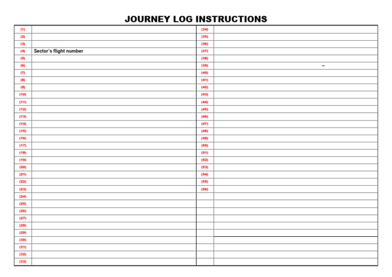 Flight Crew Journey Log Instructions | PDF | Aviation Safety | Aircraft