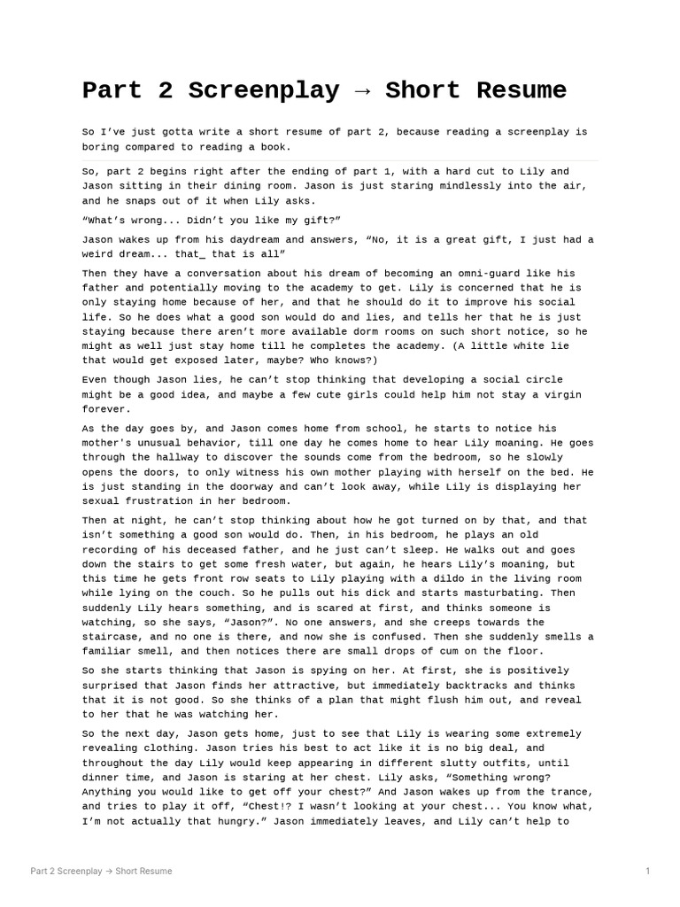 Part 2 Screenplay To Short Resume | PDF