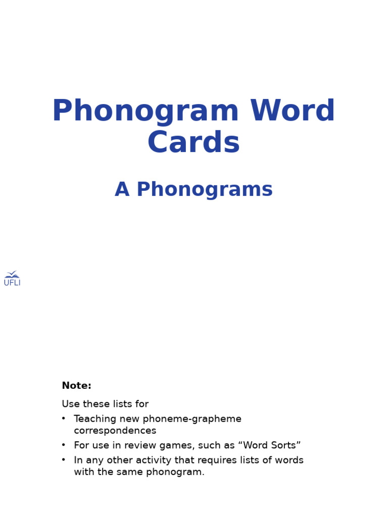 Phonogram Word Cards for Teaching | PDF