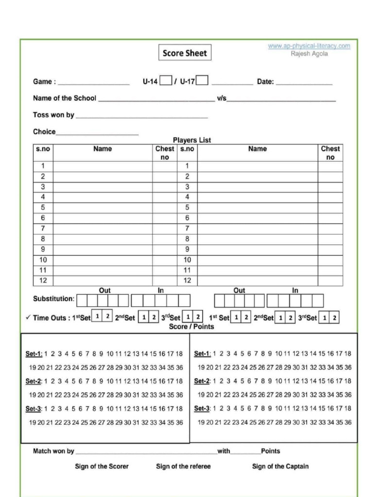Vollyball Sheet | PDF