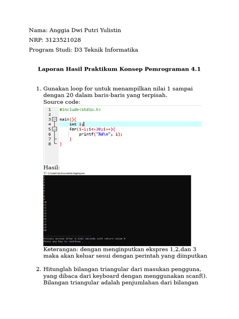 Praktikum Pemrograman dengan Loop For | PDF