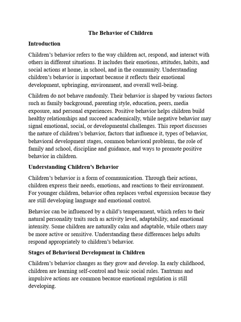 Understanding Children's Behavior Factors | PDF | Parenting | Teachers