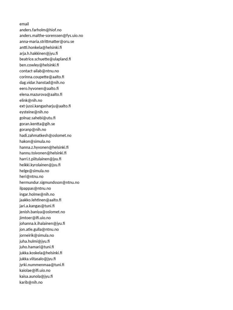 Emails Finland Norway Batch | PDF