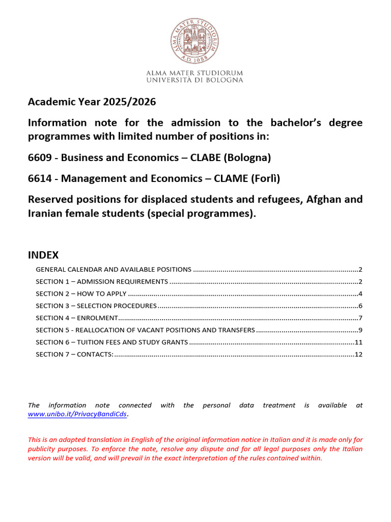 Admission Guide for 2025/2026 Bachelor Programs | PDF | Academic Degree ...