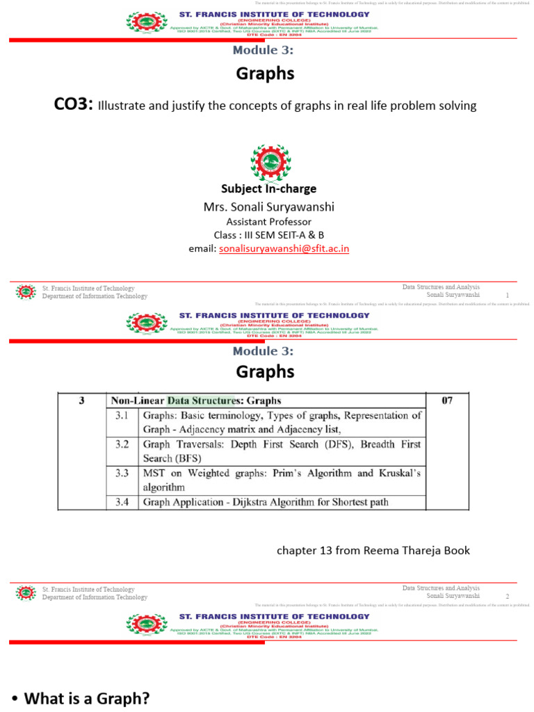 Module 3 Non Linear DS Graph | PDF | Vertex (Graph Theory) | Graph Theory