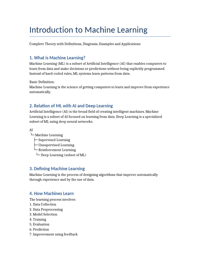 Machine Learning: Concepts and Applications | PDF