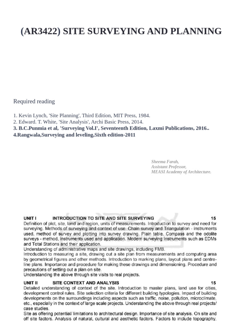 Site Surveying and Planning Guide | PDF | Surveying | Foot (Unit)
