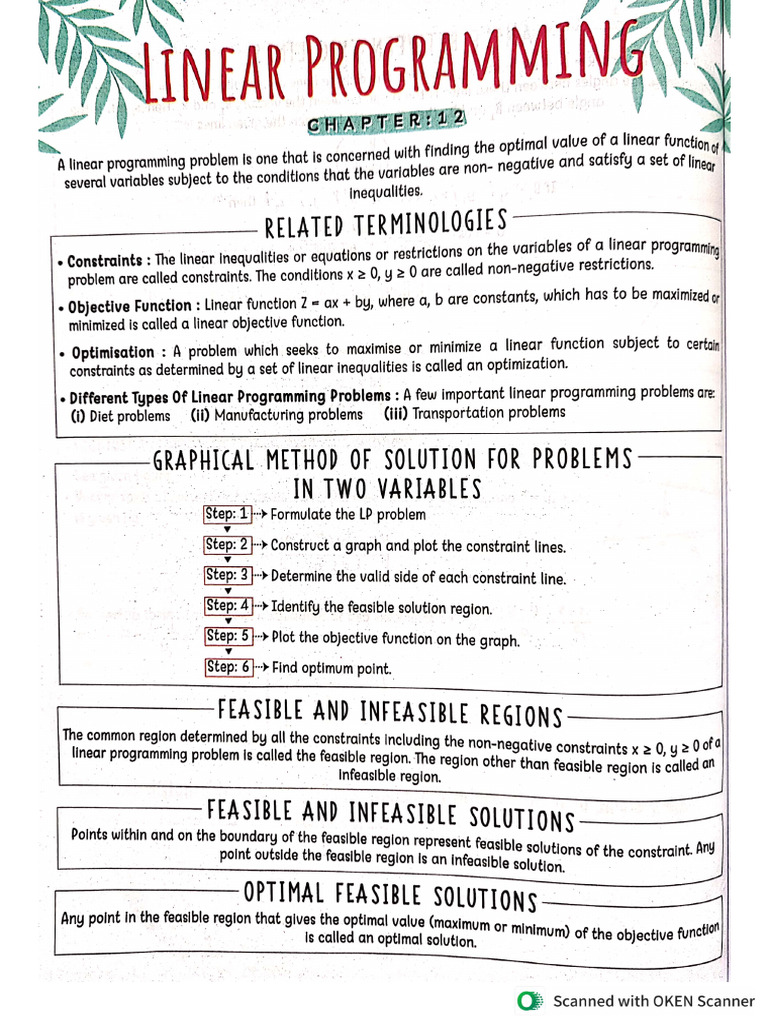 Linear Programming Important Questions | PDF