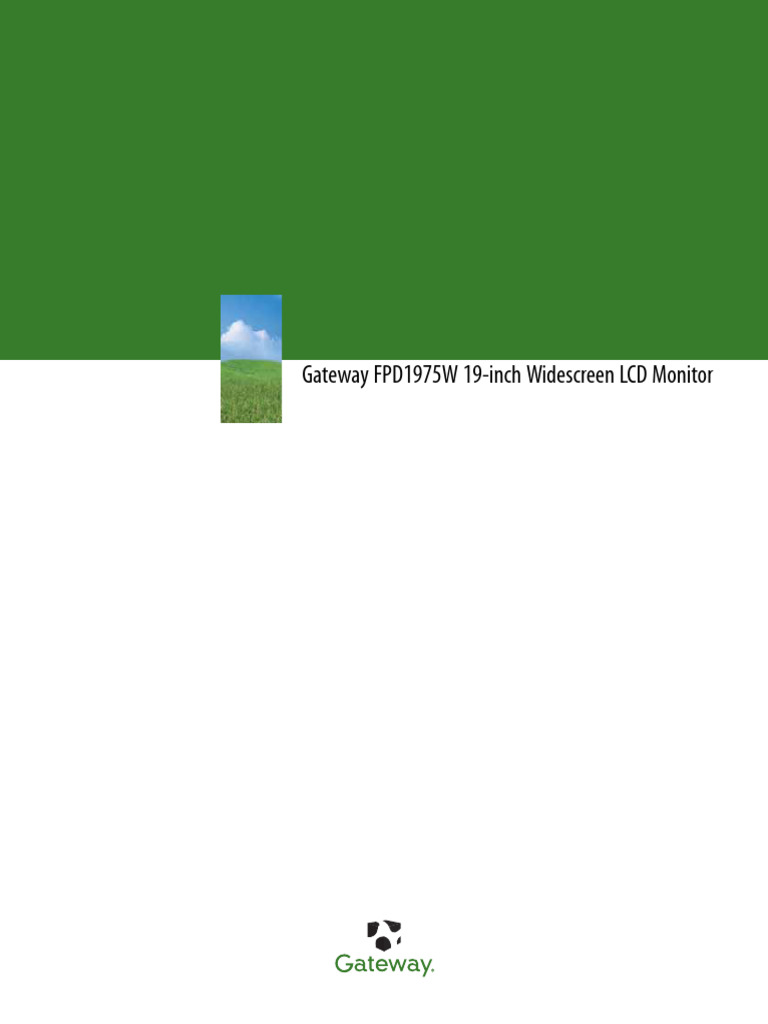 User Guide: Gateway FPD1975W 19-Inch Widescreen LCD Monitor | PDF ...